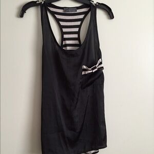 Twinkle black silk/cotton tan/black stripes top